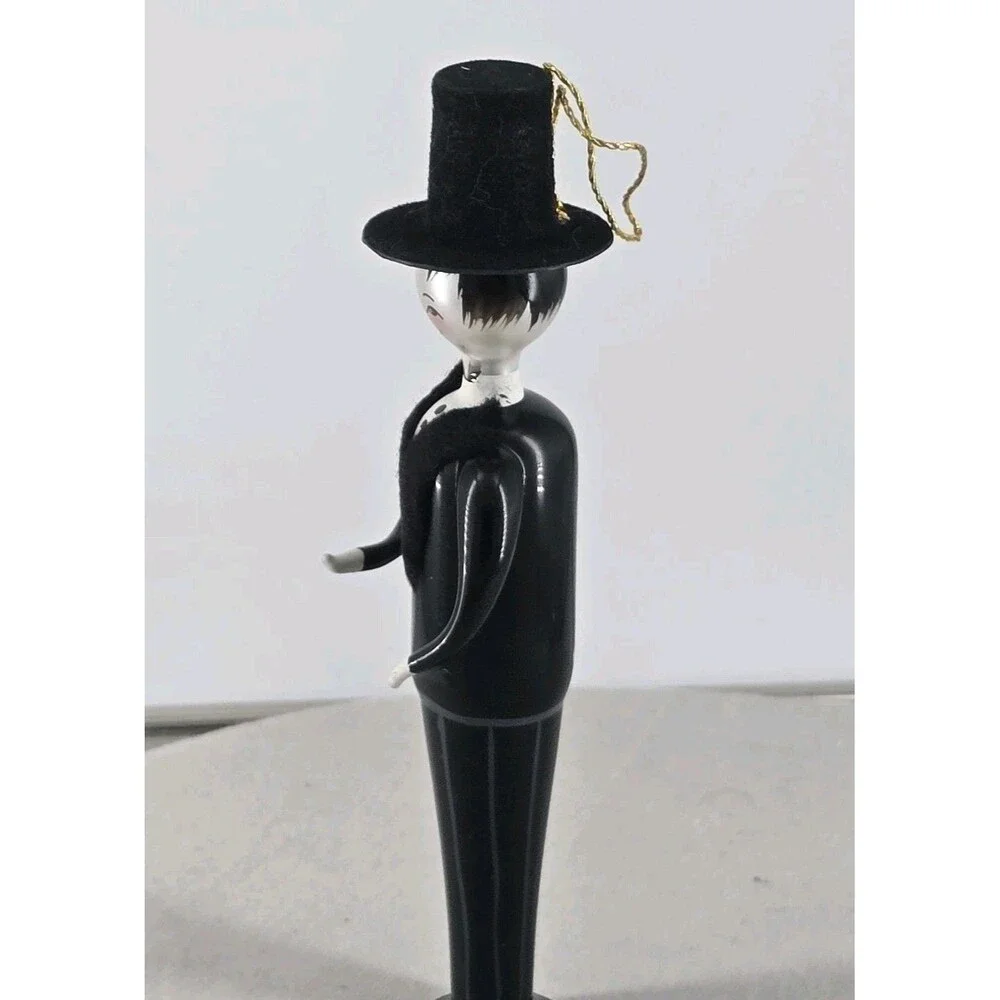 Vtg De Calini-Champagne Charlie‎ Man Black Tuxedo Groom Gentleman ornament *note